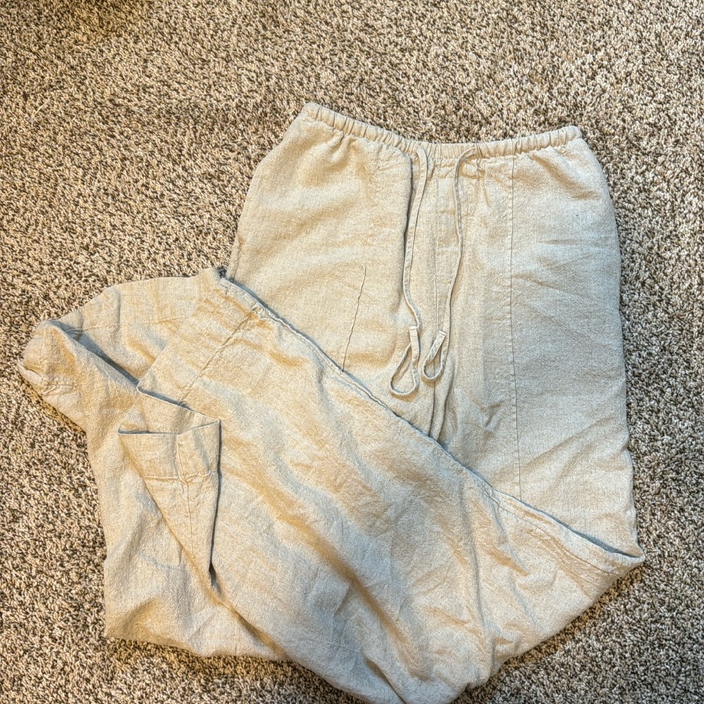 Wide leg high rise tan A New Day linen pants